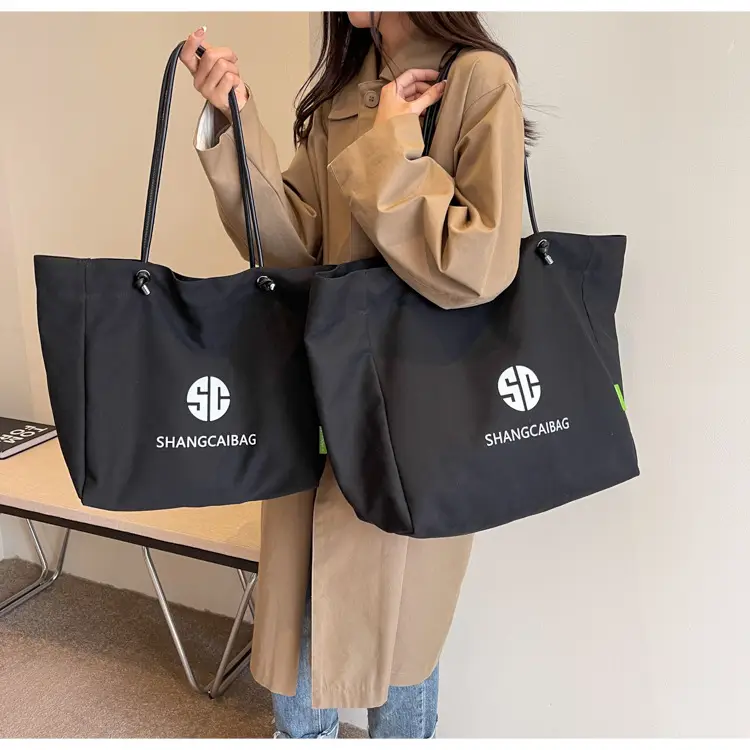 Women Large Capacity Canvas Tote Bag Gold Brand Logo — feature 29