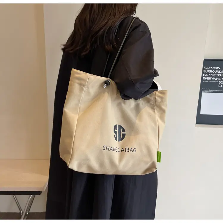 Women Large Capacity Canvas Tote Bag Gold Brand Logo — feature 32