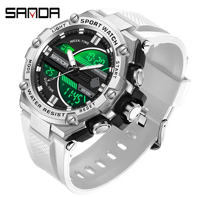 Sanda Men's Digital Sport Watch Black Red Waterproof