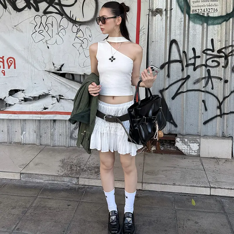 White Strappy Streetwear with Belt & Boots - Image 7