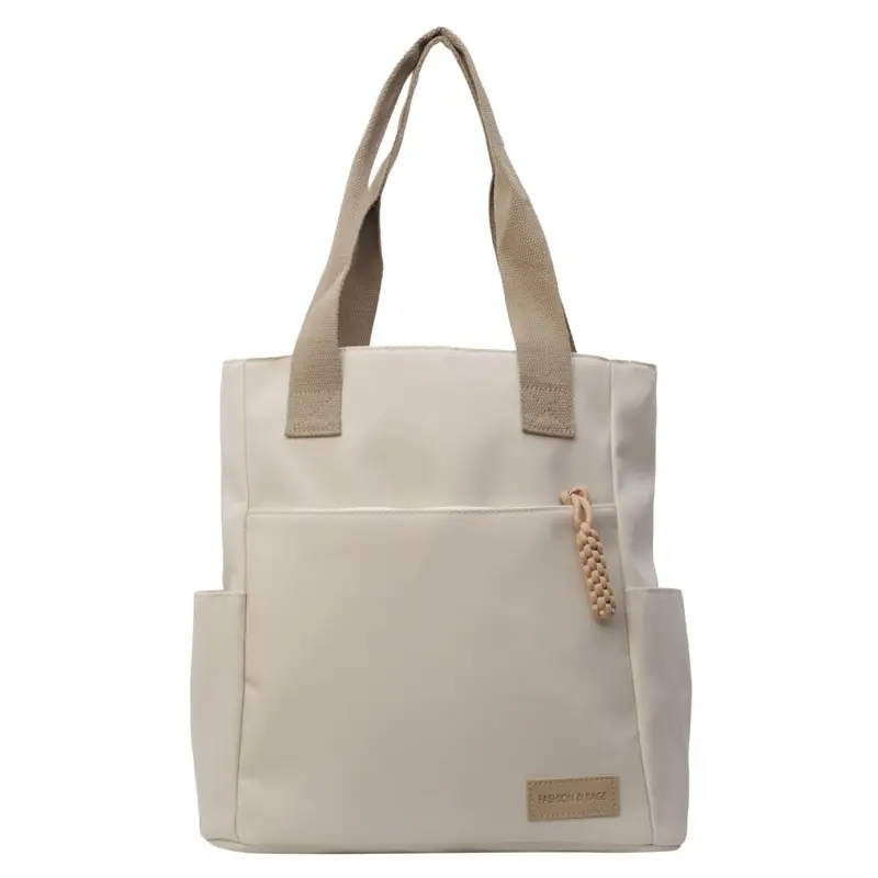 Beige Women's Large Satchel Canvas Bag