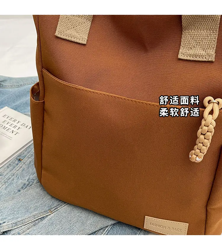 Beige Women's Large Satchel Canvas Bag — feature 3