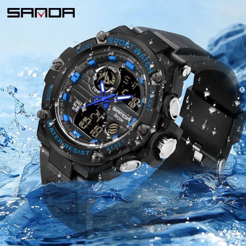 Sanda Chronograph Men's Dual Display Waterproof Watch - Image 6