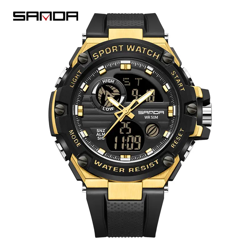 Sanda Chronograph Men's Dual Display Waterproof Watch - Image 2