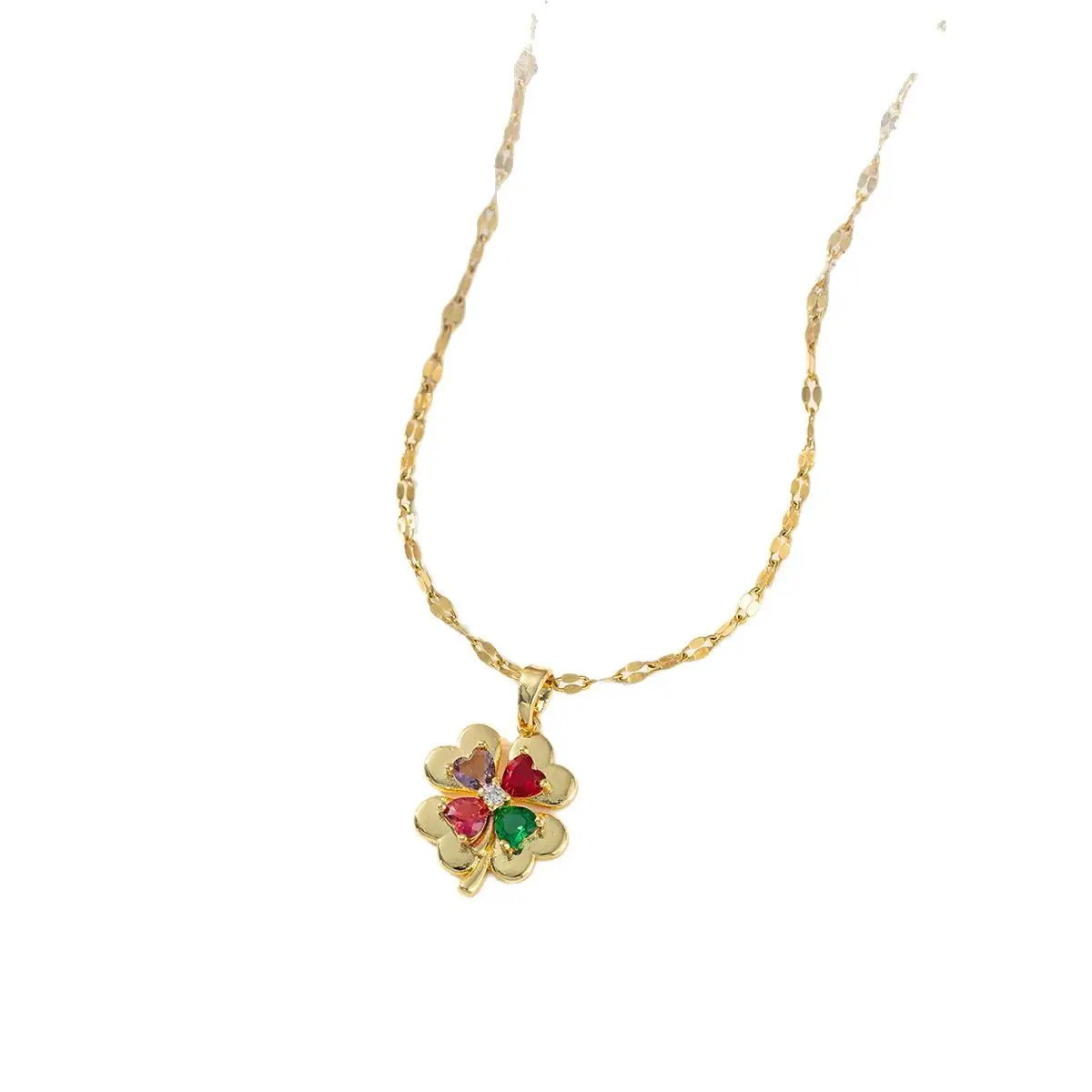 Gold Floral Gem Necklace for Women - Image 5
