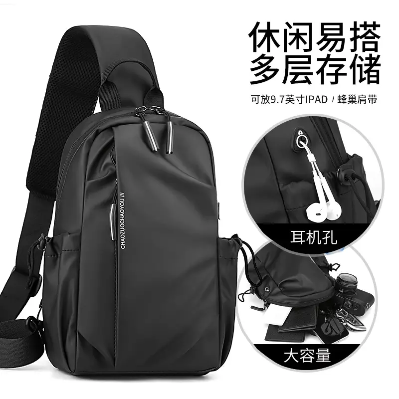 Men's Waterproof Crossbody Bag Black Sports Cycling - Image 4