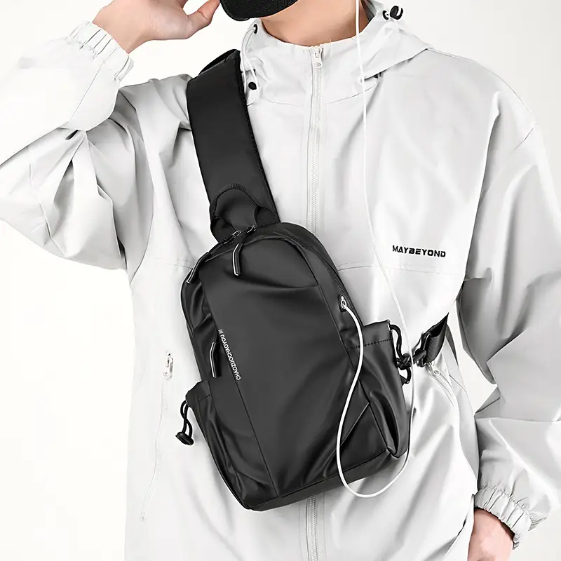 Men's Waterproof Crossbody Bag Black Sports Cycling - Image 6