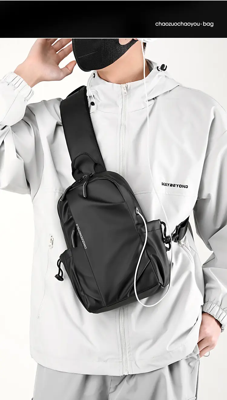 Men's Waterproof Crossbody Bag Black Sports Cycling — feature 2