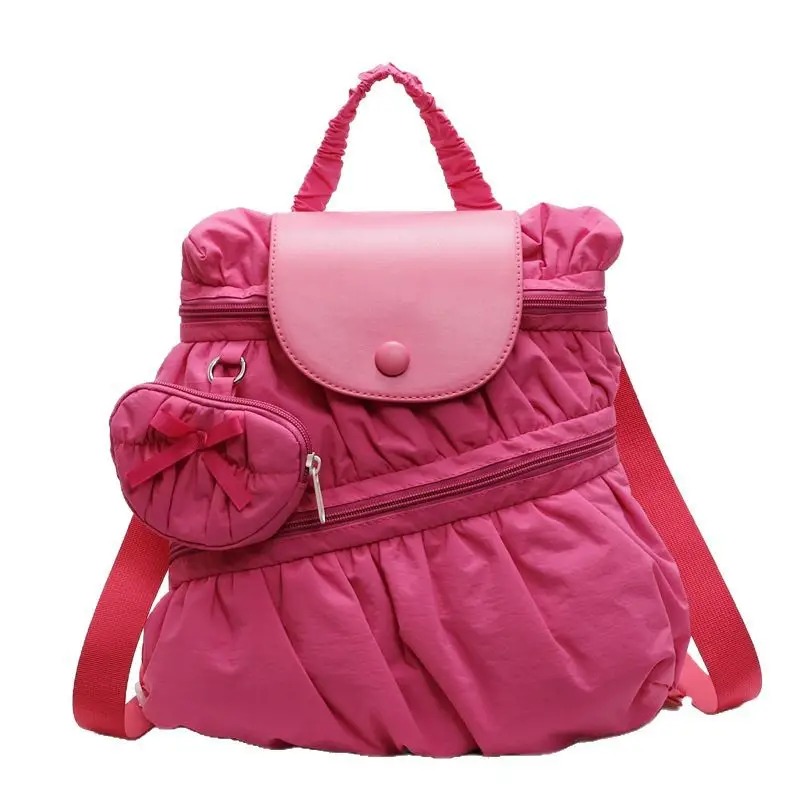 Korean Style Pleated Shoulder Bag Large Capacity Beige