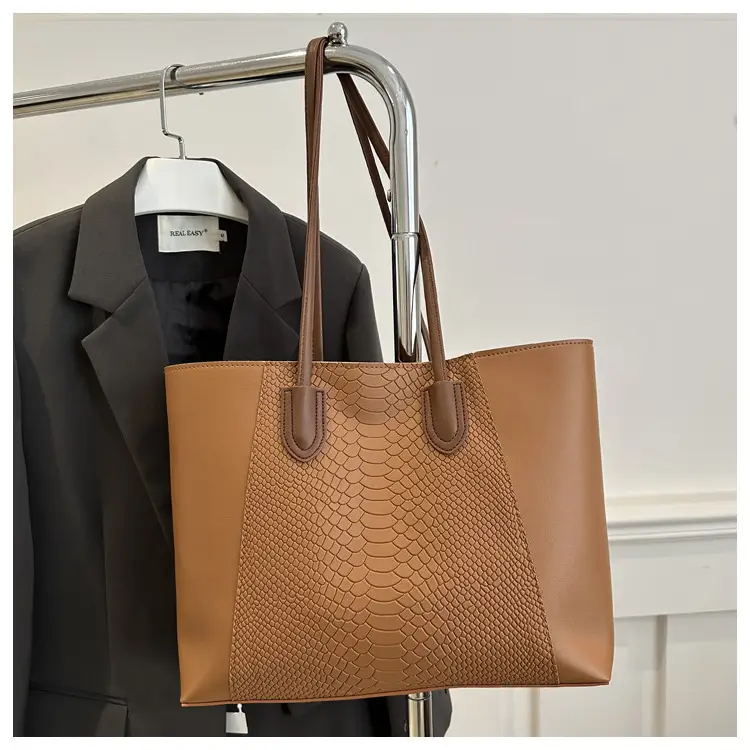 White Snake Texture Large Tote Bag for Women — feature 12