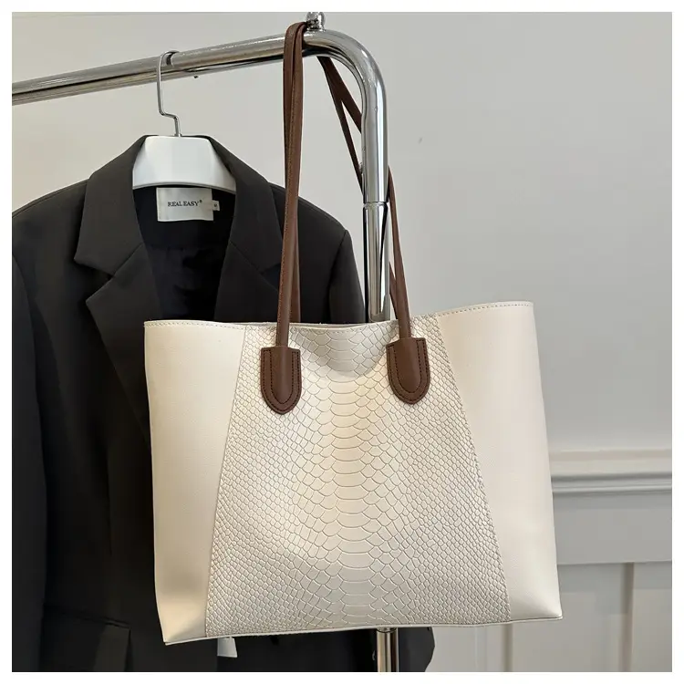 White Snake Texture Large Tote Bag for Women — feature 13