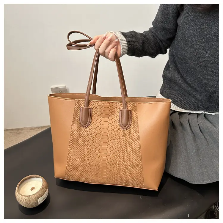 White Snake Texture Large Tote Bag for Women — feature 16