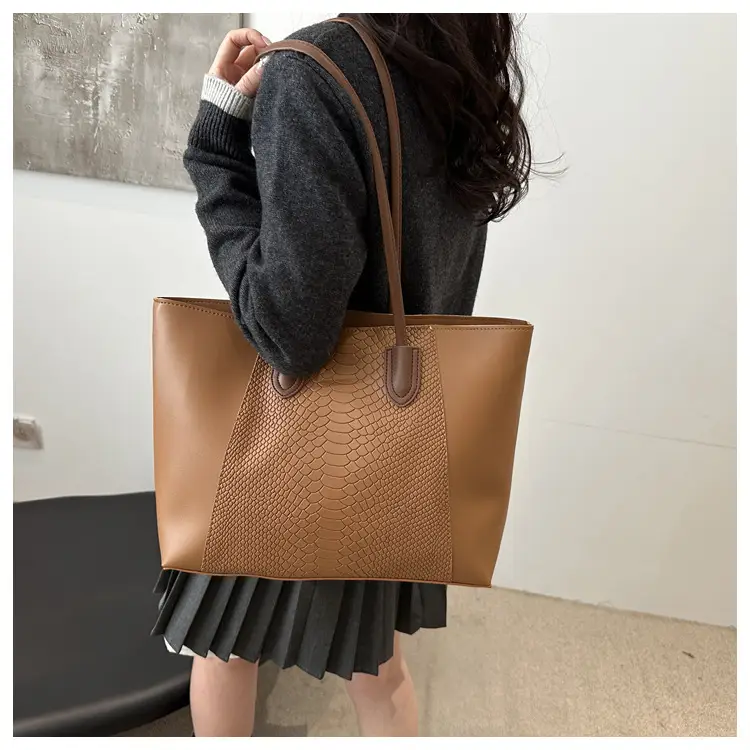 White Snake Texture Large Tote Bag for Women — feature 20