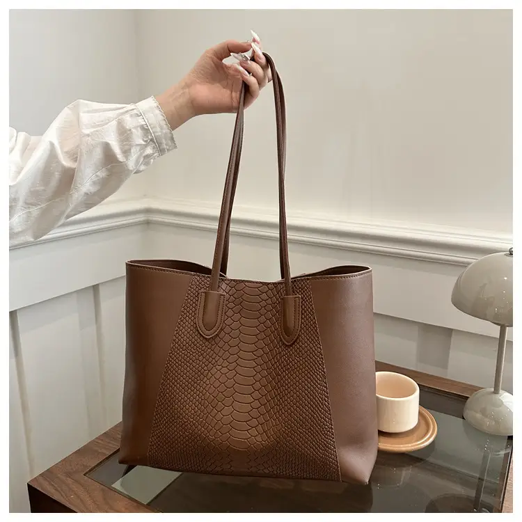 White Snake Texture Large Tote Bag for Women — feature 25