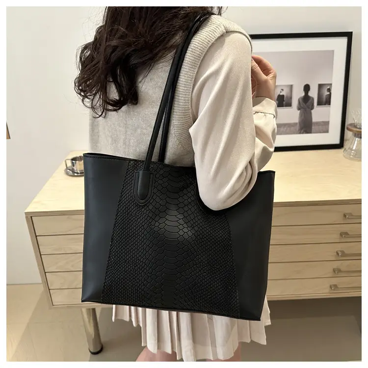 White Snake Texture Large Tote Bag for Women — feature 29