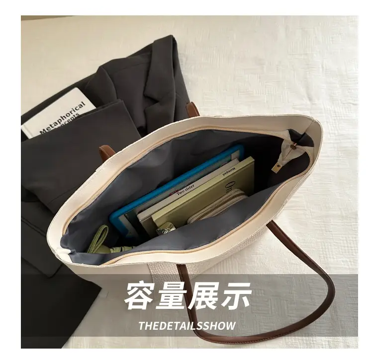 White Snake Texture Large Tote Bag for Women — feature 6