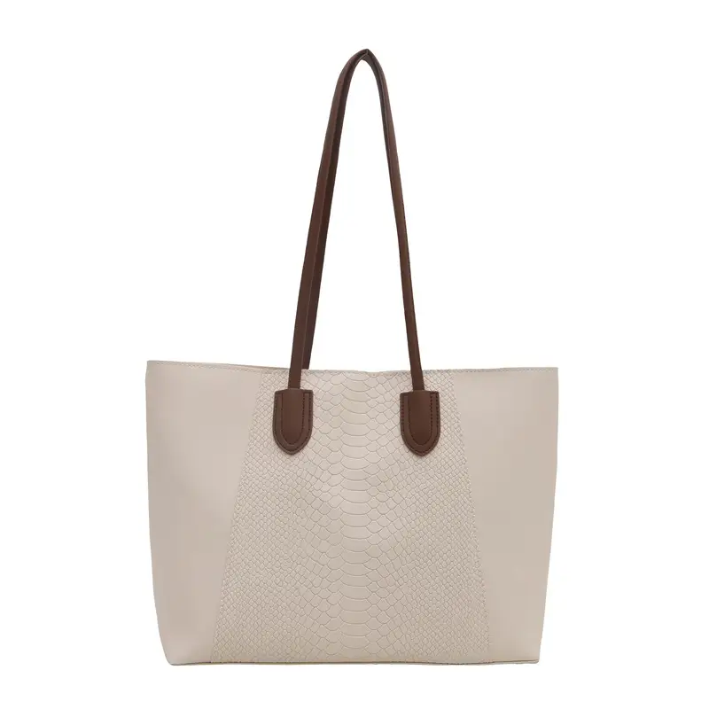 White Snake Texture Large Tote Bag for Women - Image 2