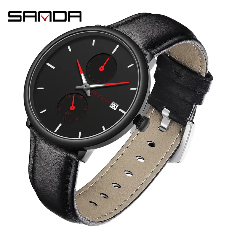 Men's Korean Style Luminous Quartz Watch Black - Image 9