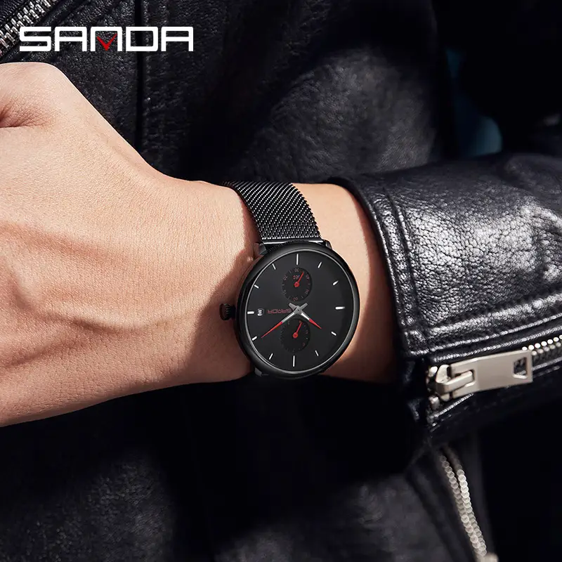 Men's Korean Style Luminous Quartz Watch Black - Image 10