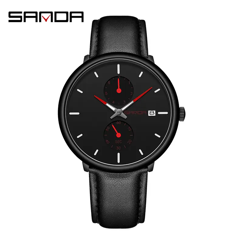 Men's Korean Style Luminous Quartz Watch Black - Image 4