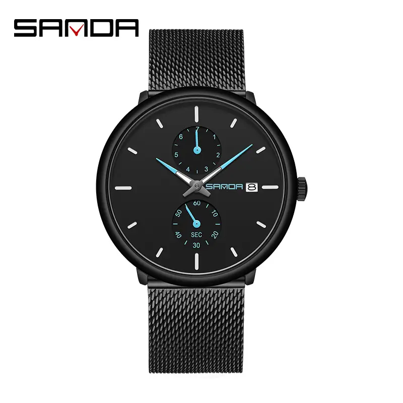 Men's Korean Style Luminous Quartz Watch Black - Image 7
