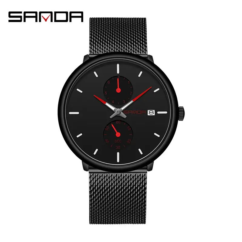 Men's Korean Style Luminous Quartz Watch Black - Image 8