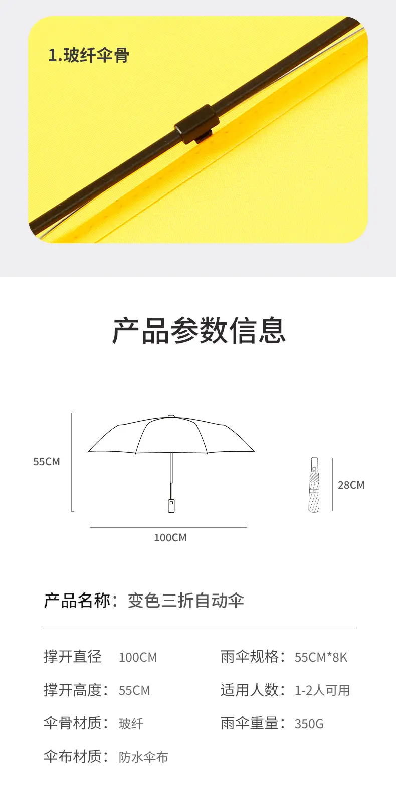Color-Changing Umbrella with Ink Splash Effect — feature 12