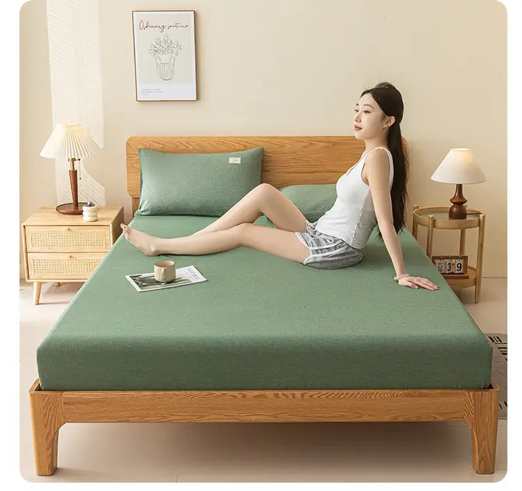 A Pure Cotton Fitted Bed Sheets Single Piece Thickeneded 100 Cotton Mattress Protector Bed Sheets Bed Cover Student Dormitory Universal for All Seasons — feature 17