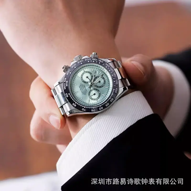 Luxury Chronograph Watch Ice Blue Titanium - Image 4