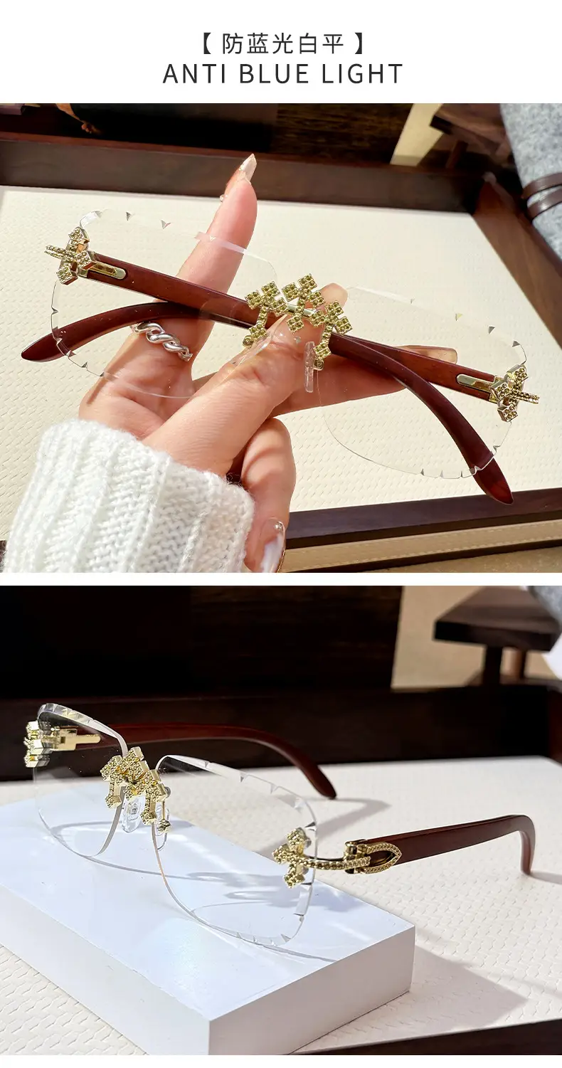 Men Star Sunglasses with Metal Rim & Gold Accents — feature 10