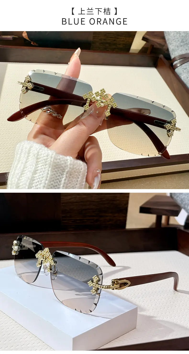 Men Star Sunglasses with Metal Rim & Gold Accents — feature 11
