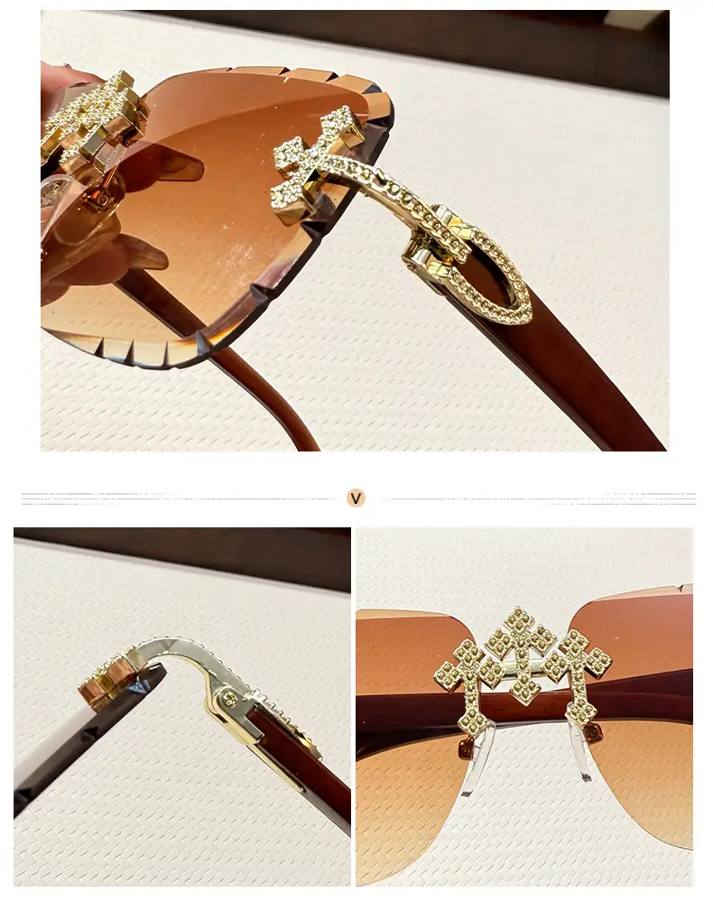 Men Star Sunglasses with Metal Rim & Gold Accents — feature 4