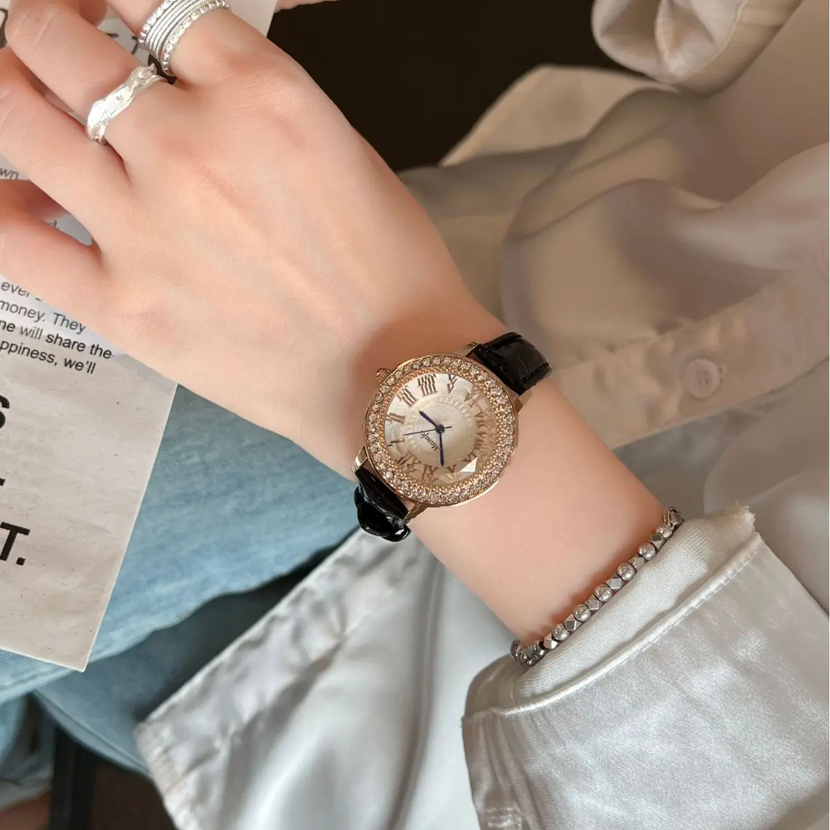 Women's Gold Diamond Strap Watch Waterproof Fashion Belt - Image 6