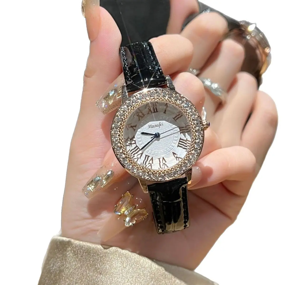 Women's Gold Diamond Strap Watch Waterproof Fashion Belt - Image 8