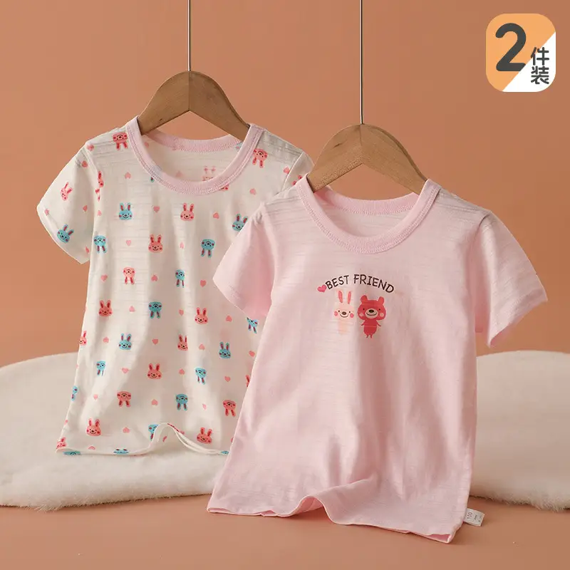 Japanese 2-Piece Kids T-Shirt Set Pink White Summer Baby Top - Image 13