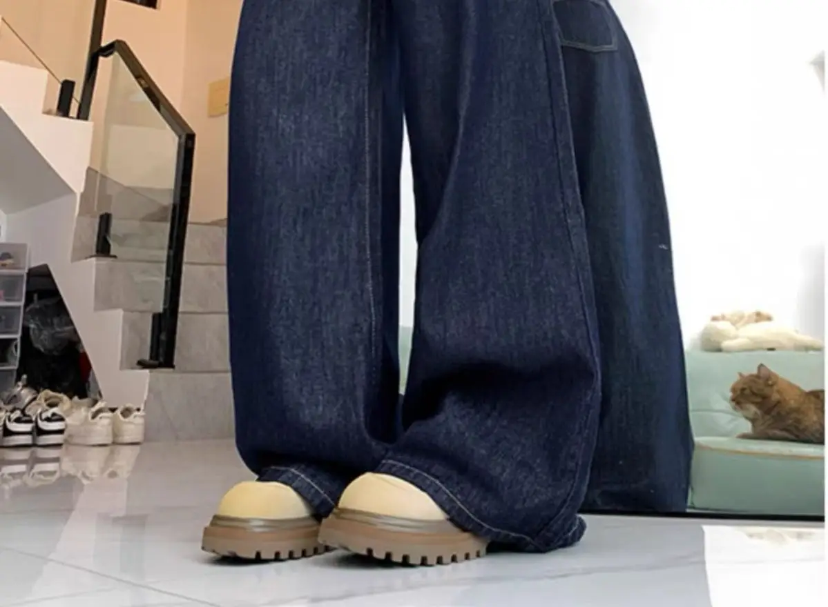 Women Dark Blue Wide Leg Jeans American Style 2025 — feature 3