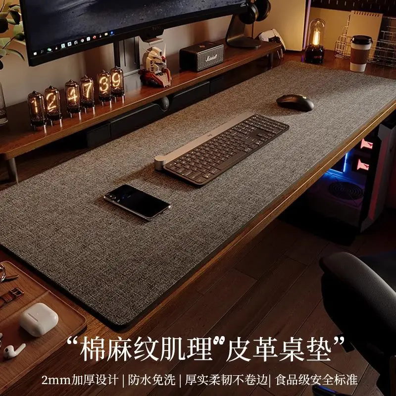 Desk Pad Computer Desk Pad Cotton and Linen Texture Leather Tablecloth Writing Desk Mouse Pad Desk Pad Office Desk Pad Computer Pad - Image 6