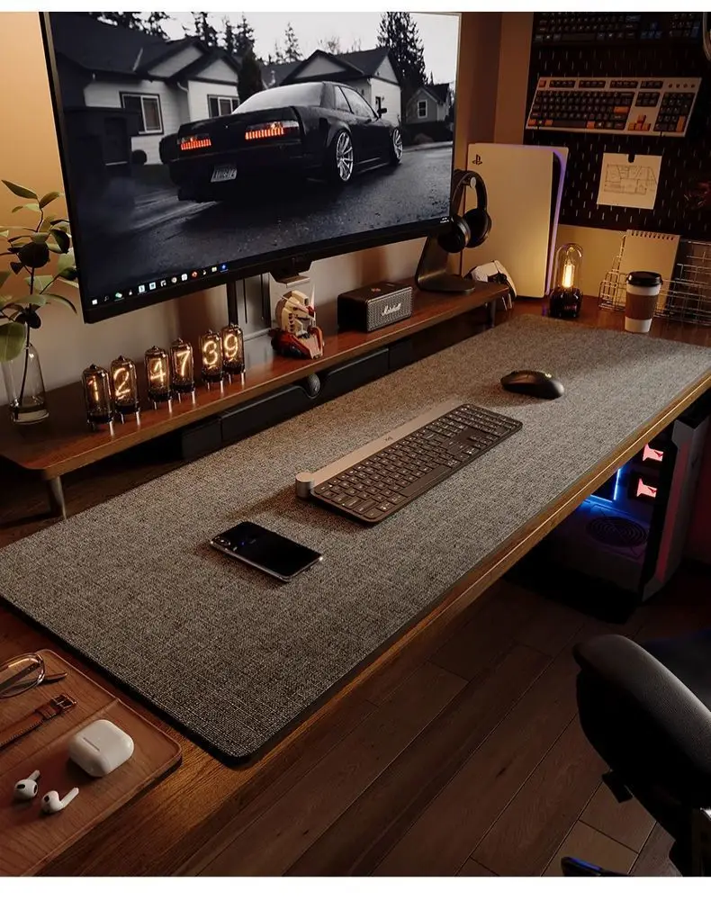 Desk Pad Computer Desk Pad Cotton and Linen Texture Leather Tablecloth Writing Desk Mouse Pad Desk Pad Office Desk Pad Computer Pad — feature 9