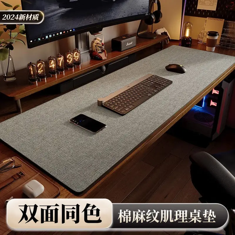 Desk Pad Computer Desk Pad Cotton and Linen Texture Leather Tablecloth Writing Desk Mouse Pad Desk Pad Office Desk Pad Computer Pad - Image 2