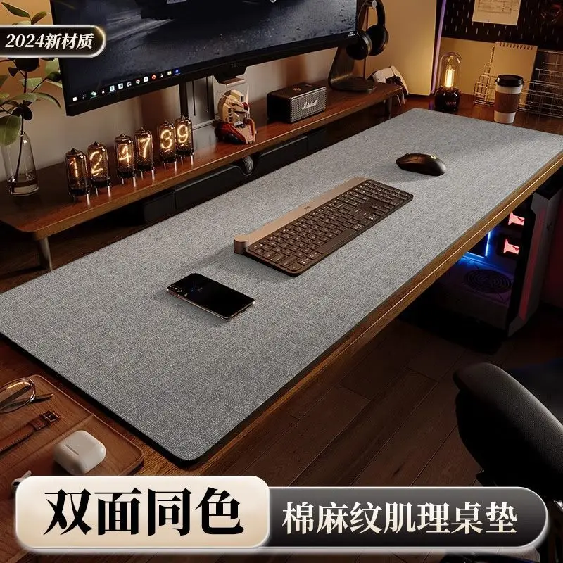 Desk Pad Computer Desk Pad Cotton and Linen Texture Leather Tablecloth Writing Desk Mouse Pad Desk Pad Office Desk Pad Computer Pad - Image 3
