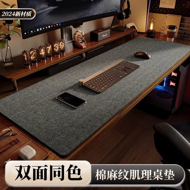 Desk Pad Computer Desk Pad Cotton and Linen Texture Leather Tablecloth Writing Desk Mouse Pad Desk Pad Office Desk Pad Computer Pad - Image 4