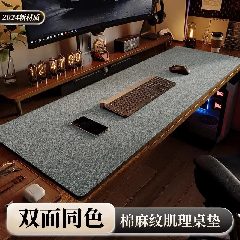Desk Pad Computer Desk Pad Cotton and Linen Texture Leather Tablecloth Writing Desk Mouse Pad Desk Pad Office Desk Pad Computer Pad - Image 5