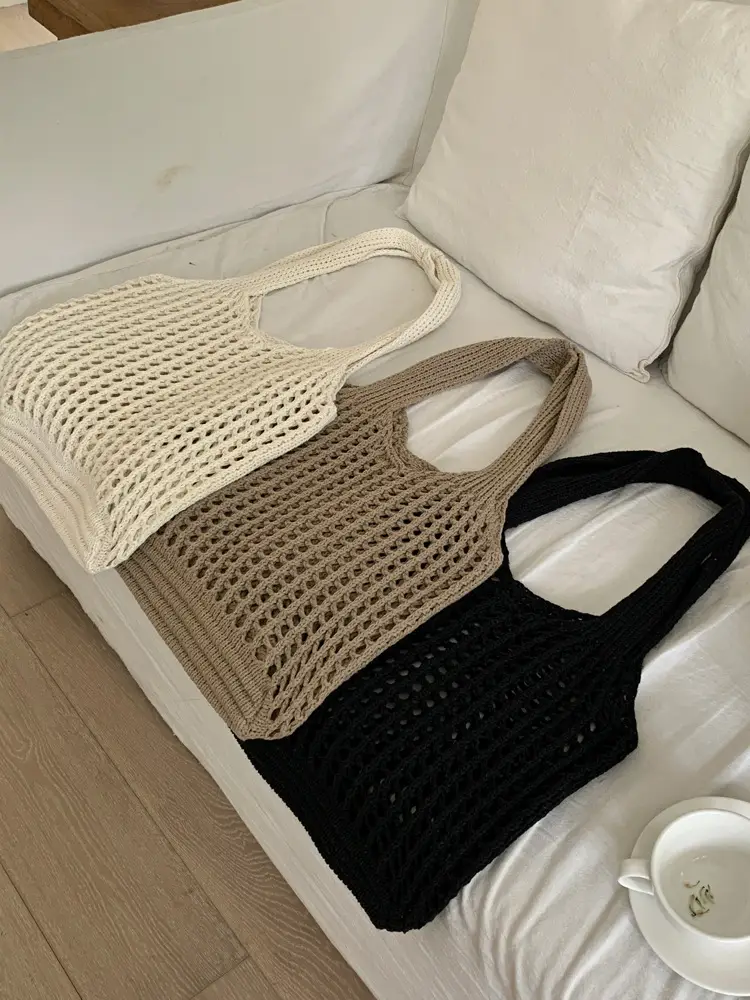 2025 New Knitted Hollow Beach Woven Holiday Bag Large Capacity Tote Bag Bohemian Shoulder Bag - Image 8