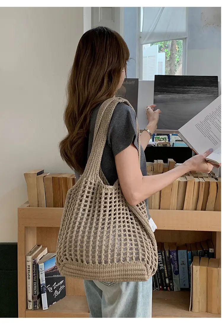 2025 New Knitted Hollow Beach Woven Holiday Bag Large Capacity Tote Bag Bohemian Shoulder Bag — feature 10