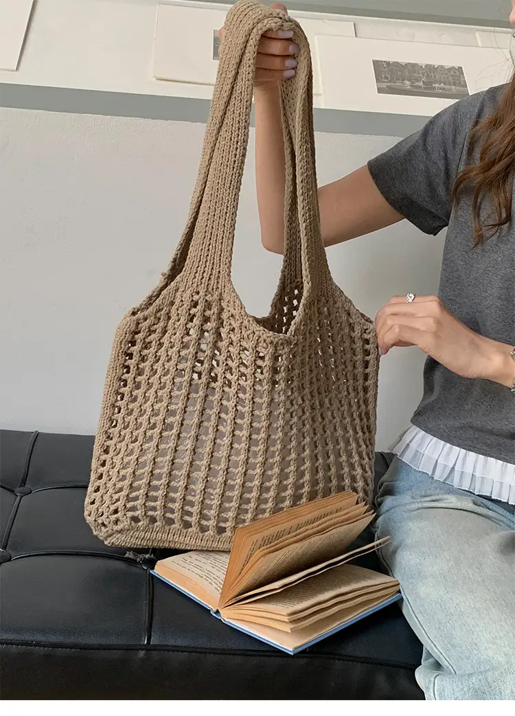 2025 New Knitted Hollow Beach Woven Holiday Bag Large Capacity Tote Bag Bohemian Shoulder Bag — feature 11