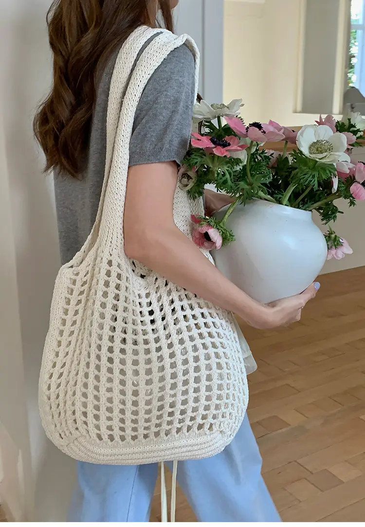 2025 New Knitted Hollow Beach Woven Holiday Bag Large Capacity Tote Bag Bohemian Shoulder Bag — feature 6