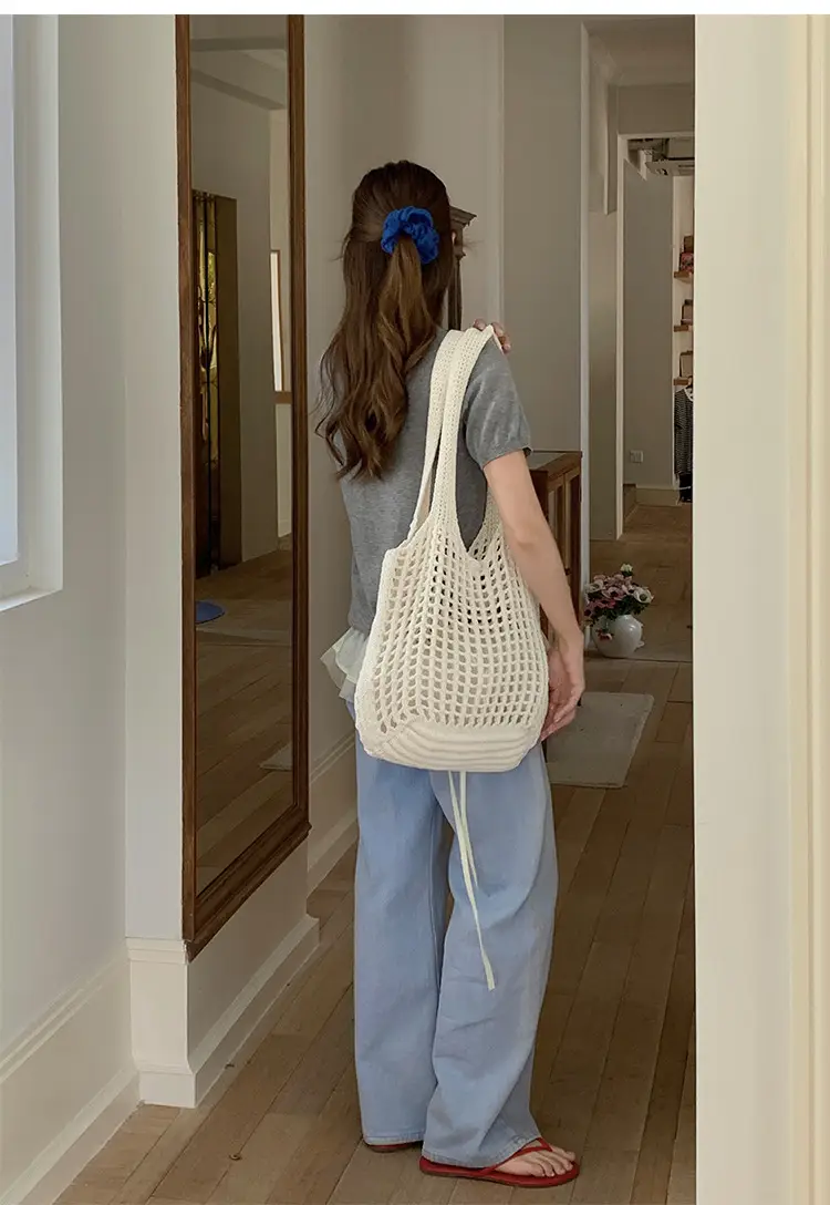 2025 New Knitted Hollow Beach Woven Holiday Bag Large Capacity Tote Bag Bohemian Shoulder Bag — feature 8