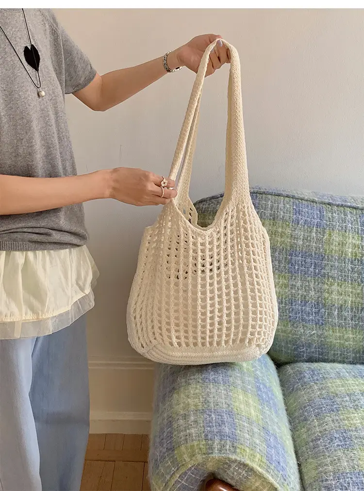 2025 New Knitted Hollow Beach Woven Holiday Bag Large Capacity Tote Bag Bohemian Shoulder Bag — feature 9