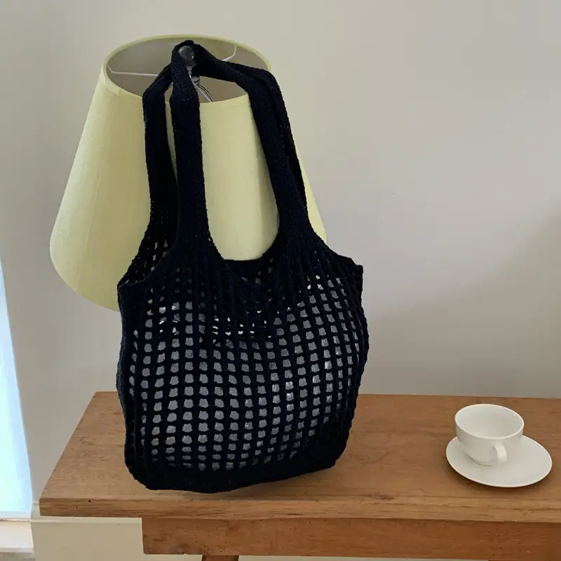 2025 New Knitted Hollow Beach Woven Holiday Bag Large Capacity Tote Bag Bohemian Shoulder Bag - Image 3