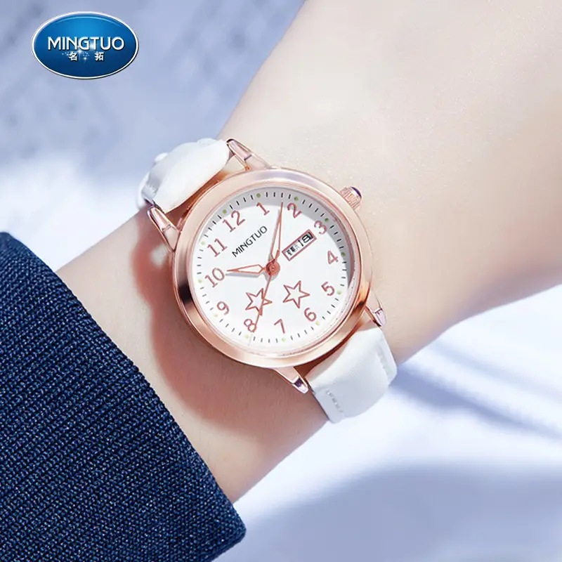 Rose Gold Student Watch with Calendar & Luminous Pointer - Image 2
